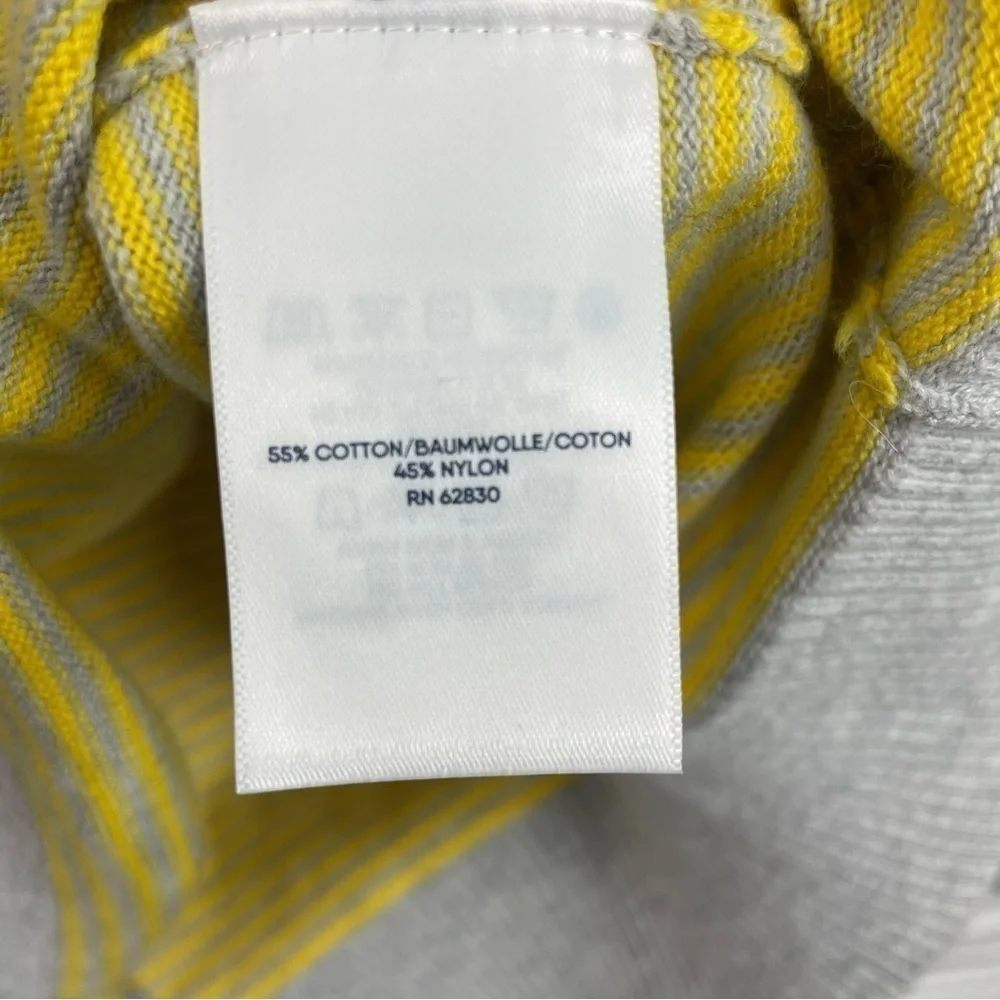 Lands' End Men's Lightweight‎ Crew Neck Pullover Sweater Yellow & Gray Striped M
